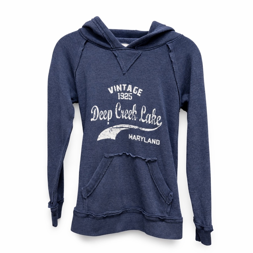 Vintage Deep Creek Lake Kids Hoodie - Blue